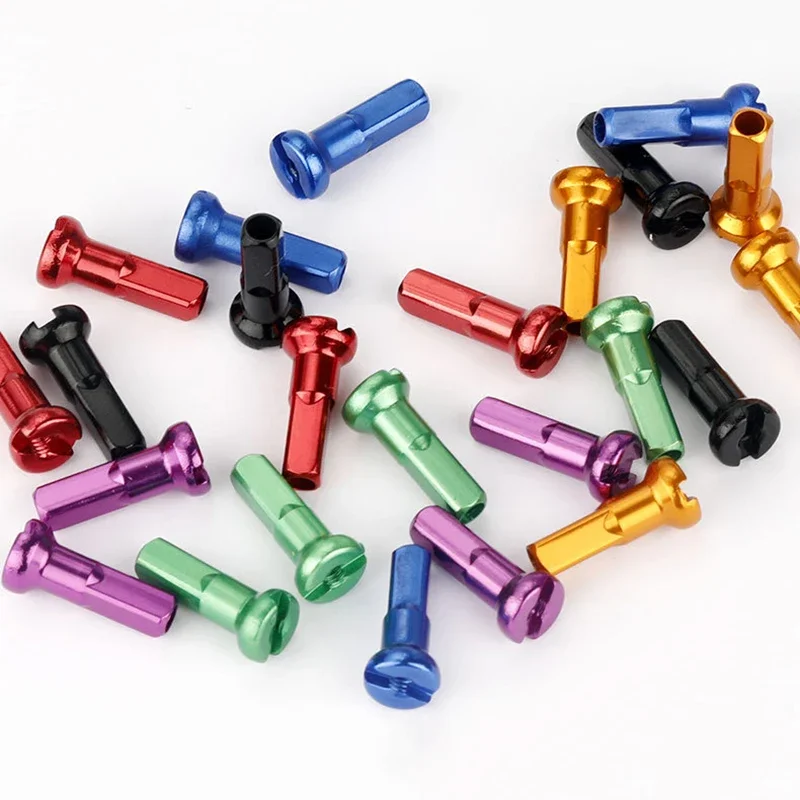 7075 Aluminum Alloy Bicycle Spoke Nipples 14G 2mm Diameter MTB Road Bike Bicycle Wheel Caps Colorful Bike Spoke Nipple Protector