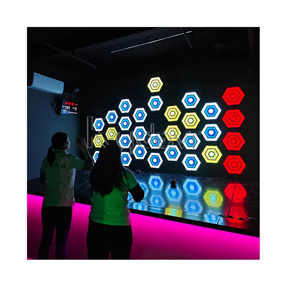Indoor game room team building interactive led wall pixel grid light active arena shooting game toys ball shoot activate