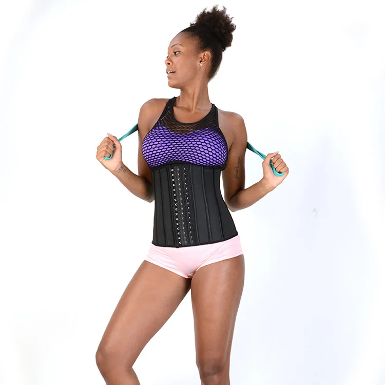
Woman waist cincher wholesale 13 steel bones strong latex hook waist training corsets colombian fajas 