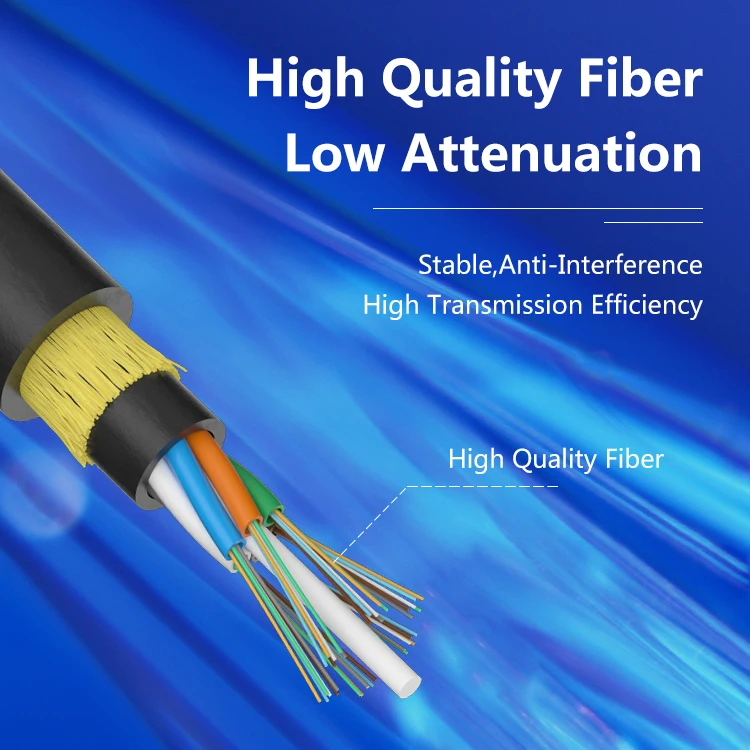 Aerial Optical Fiber Cable Outdoor Overhead all-dielectric Self-supportive G652D Single Mode Non-metallic 48 96 core fiber cabl