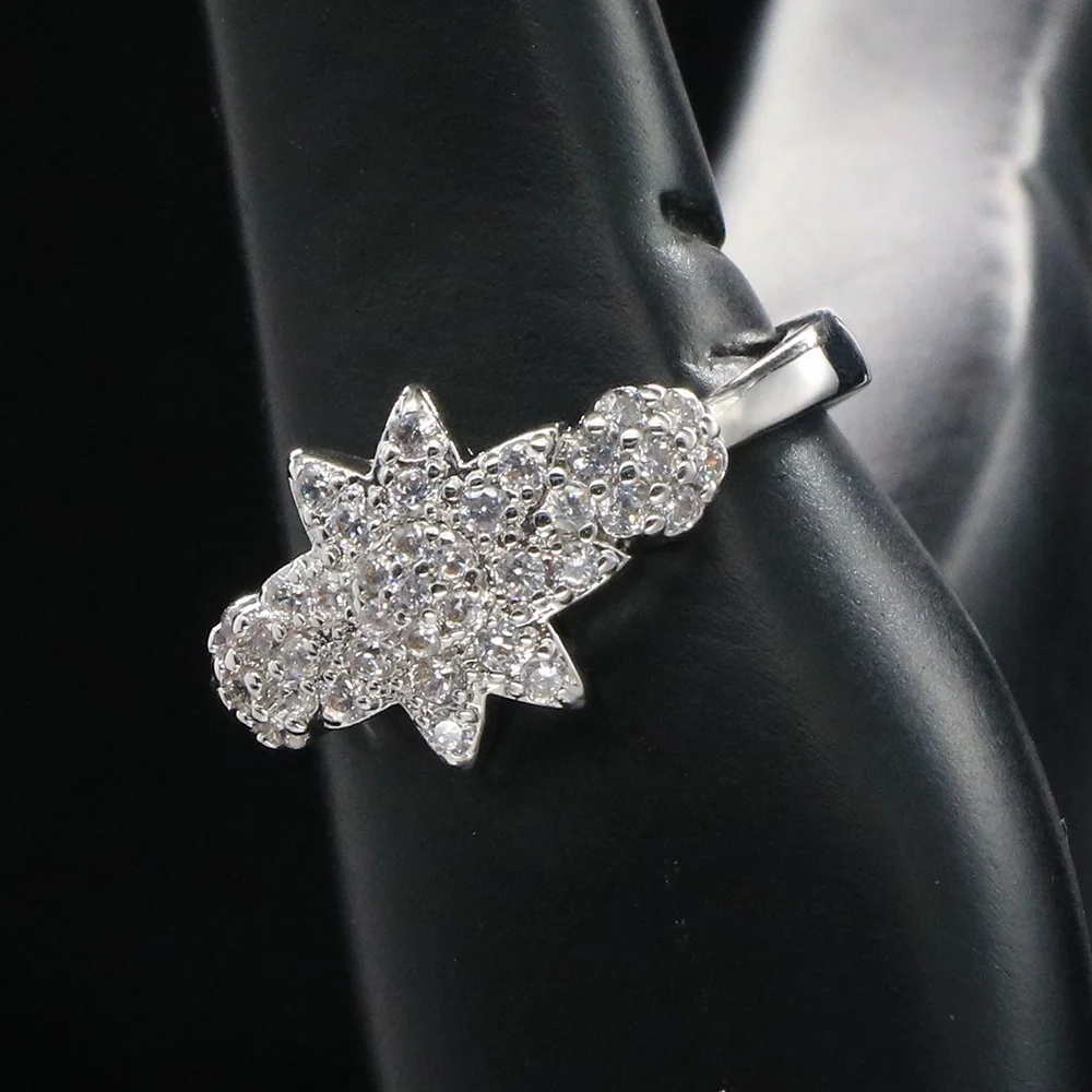 Factory Direct Sales Luxury Four-piece Wedding Accessories Set Clear CZ AAA Tassel Necklace Earrings Ring Jewelry Set For Woman