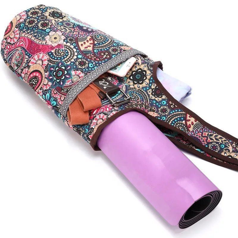 
Hot Selling Amazon eco friendly hemp yoga mat bag backpacks with large space 