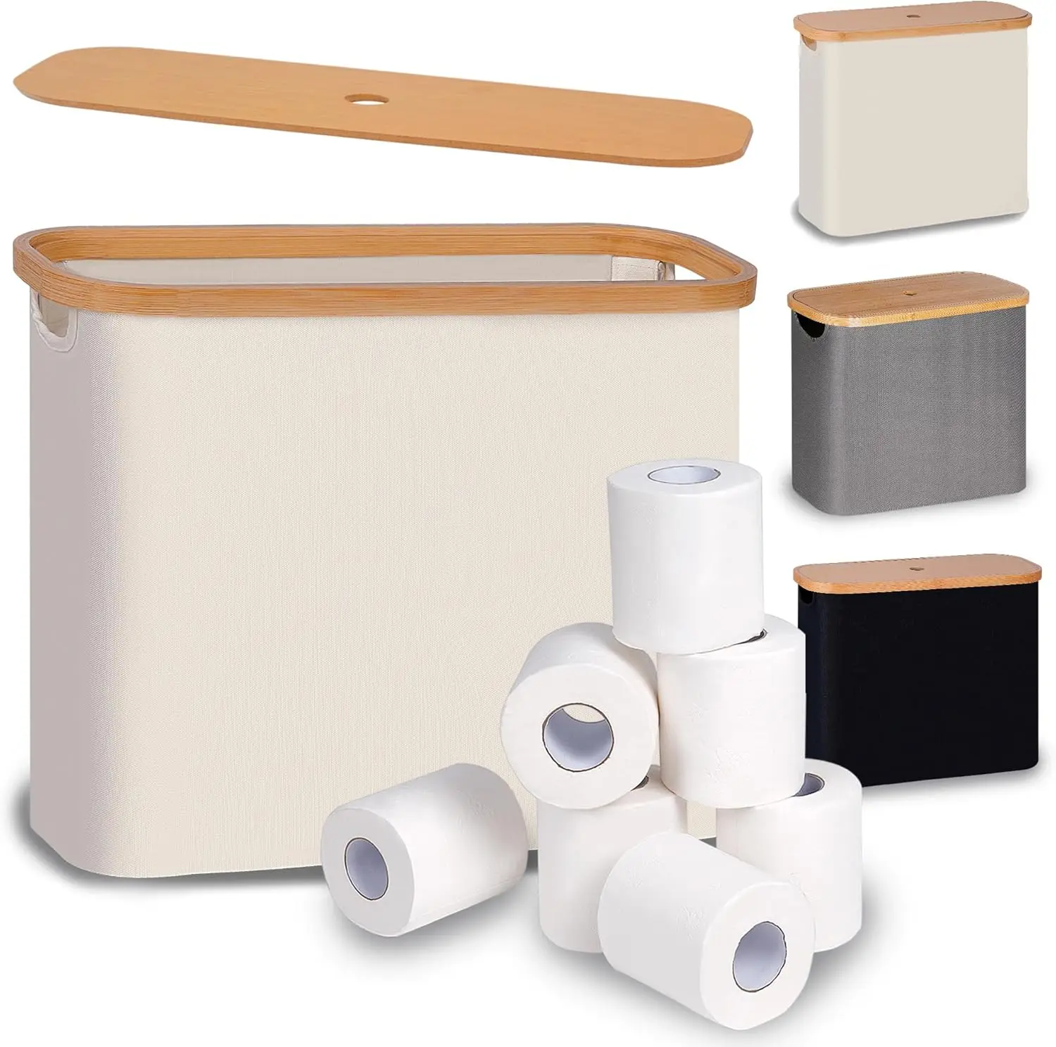 Toilet Paper Storage organizer Basket Lid Toilet Paper Organizer for Bathroom Free Standing Toilet Paper Holder with Storage