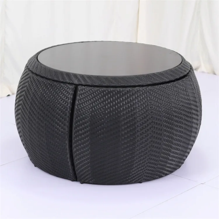  Garden Rattan Space Saving Dining Chair Table Handmade Wicker Outdoor