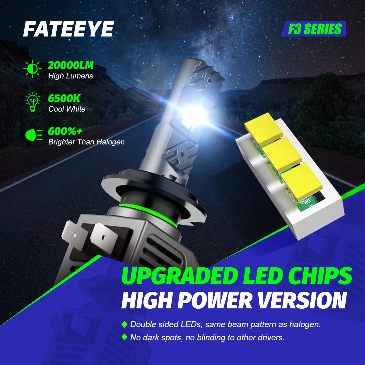 Автозапчасти FATEEYE F3 светодиодные лампы фар 3570 чипы комплекты без вентилятора H7 H11 9005 9006 9012 фары h4