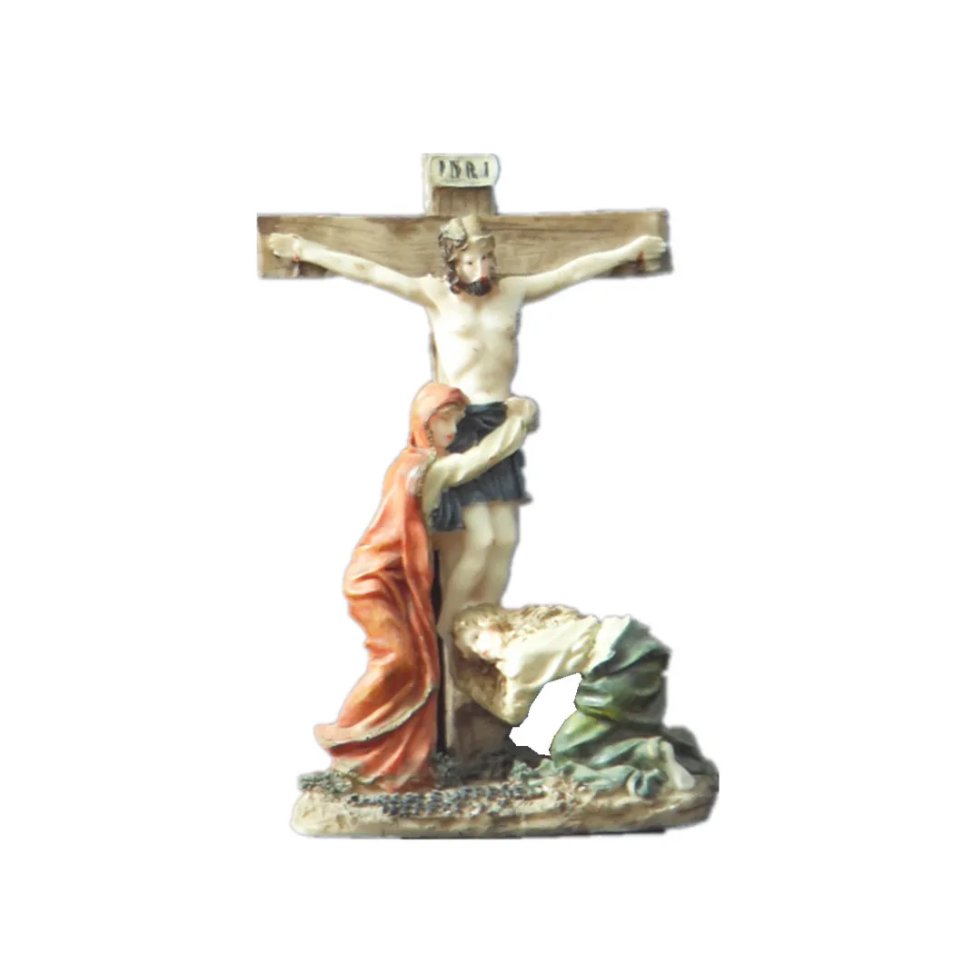 Resinm Artificial Resin Craft Religious Jesus Cross Figurine Statue Souvenir Lady Figurine Handcraft Polyresin Europe 340 G