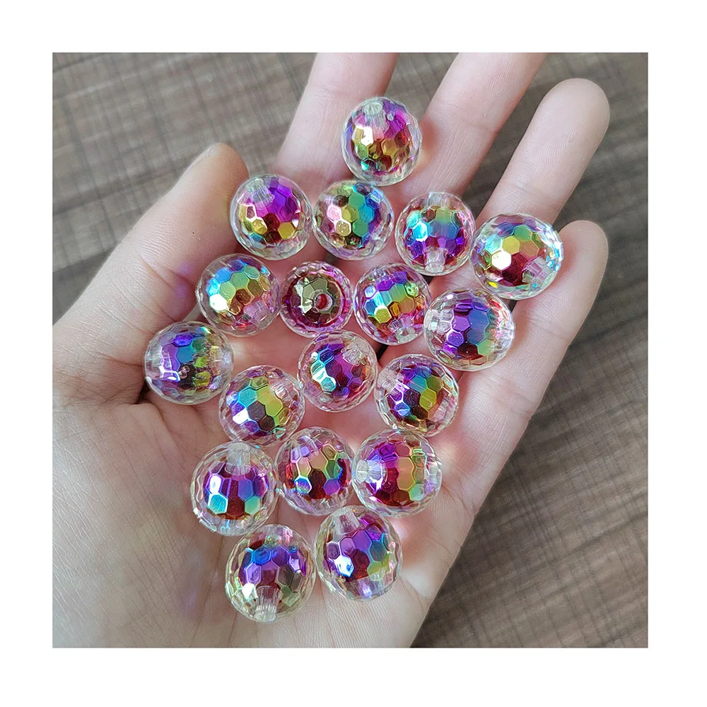 High Quality 16mm Round Clear Plastic Beads Transparent AB Color for Jewelry Making Acrylic Beads