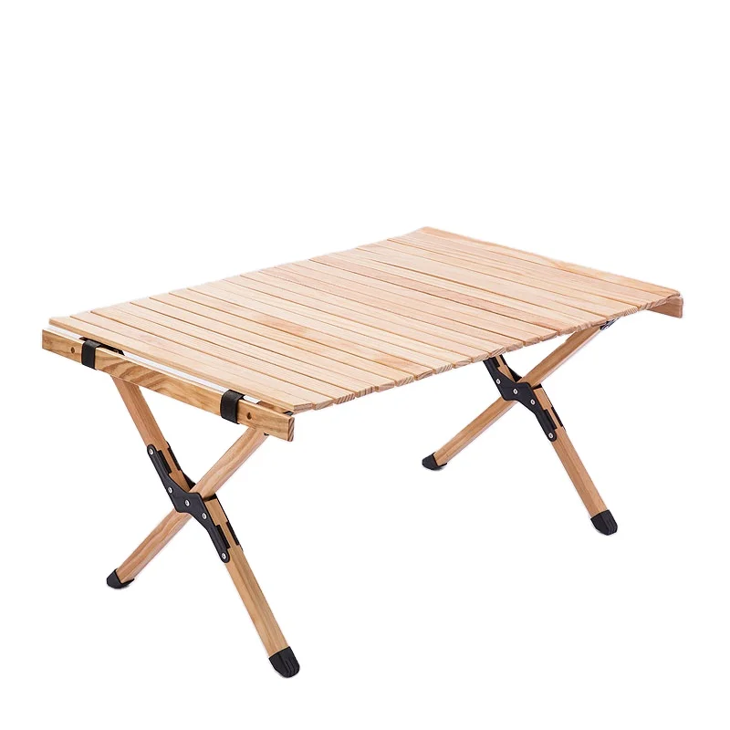 Outdoor Camping Folding Wooden Table Garden Portable Egg Roll Picnic Desk