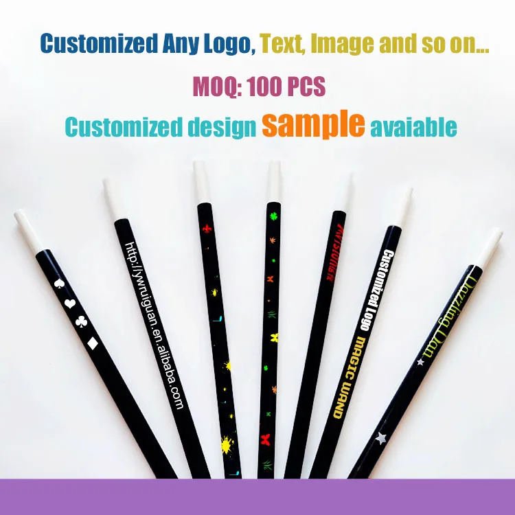 Promotion Gift Plastic Black Magic Wand Customized Logo Stick Black Tube With White Ends Magic Trick