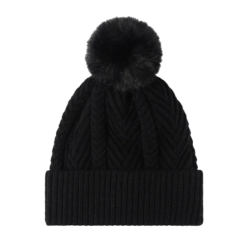 ALLCH Jacquard Beanie Hat for Women Autumn Winter Warm Thickened Fashion Knit Hat Ear Protector Free Size Printed Pattern
