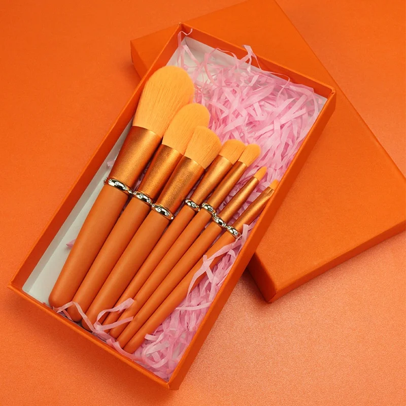 Simple orange Free Sample diamond Makeup Brush Soft Wool Easy Take Powder Custom Logo makeup brush wholesale