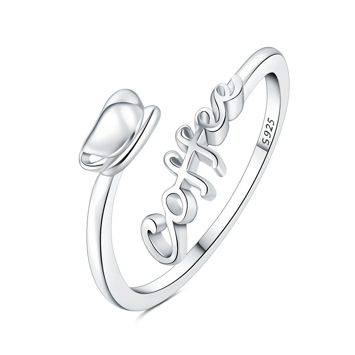 New fashion S925 Sterling Silver CZ Rings for Women gifts simple Dolphin Love Coffee Cross Lines Open rings Jewelry wholesale