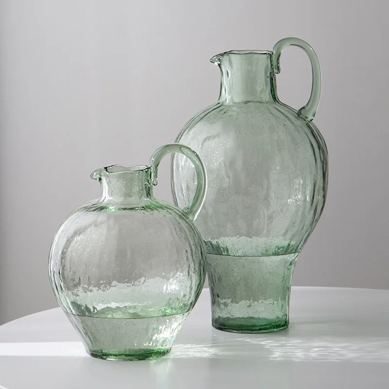 Crystal glass vase horse drunken wood flower vase light luxury retro living room home decoration ornaments clear glass vase