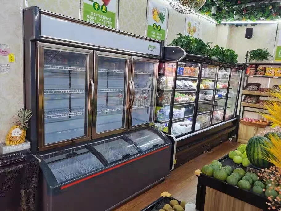 Commercial large vegetables drink display freezer ice cream freezer for supermarket and C-store preservation freezing cooler dis