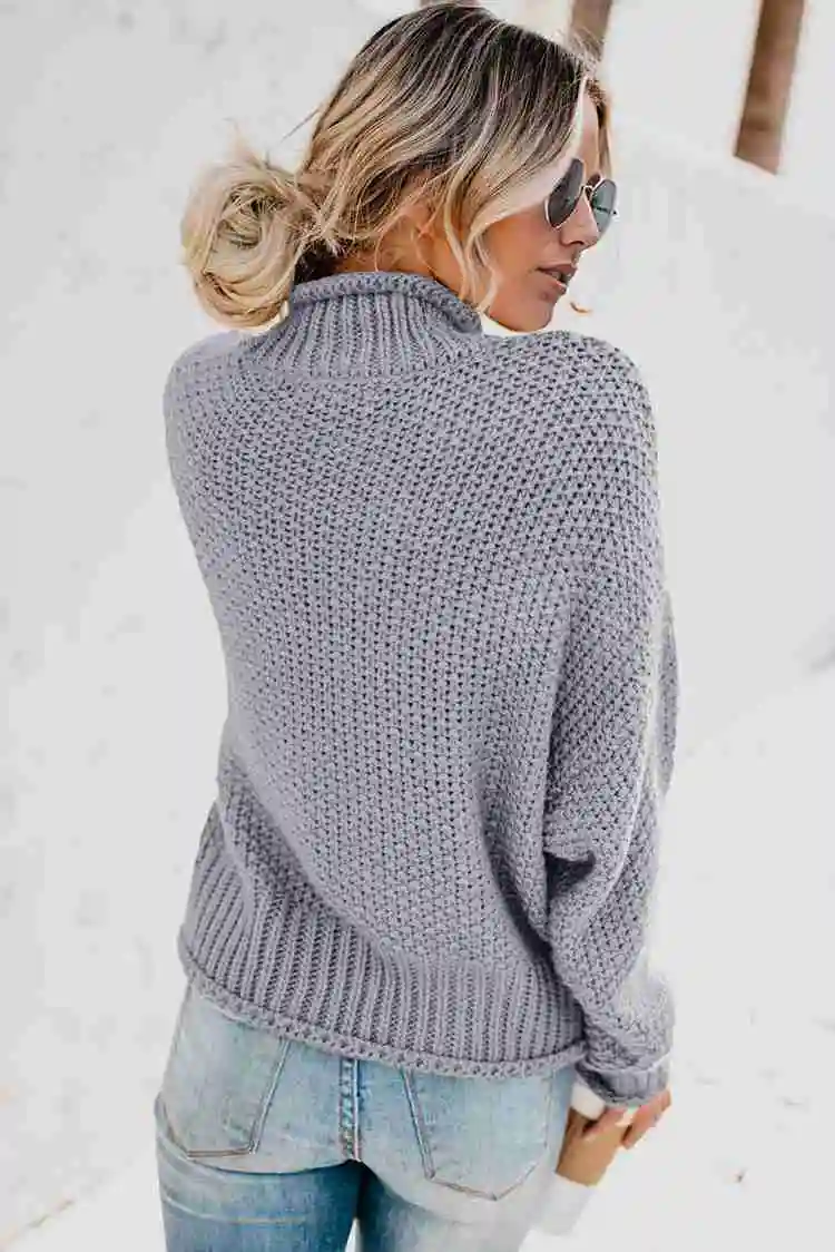 High Collar Fashion Warm Winter  Designed  Loose Sweater
