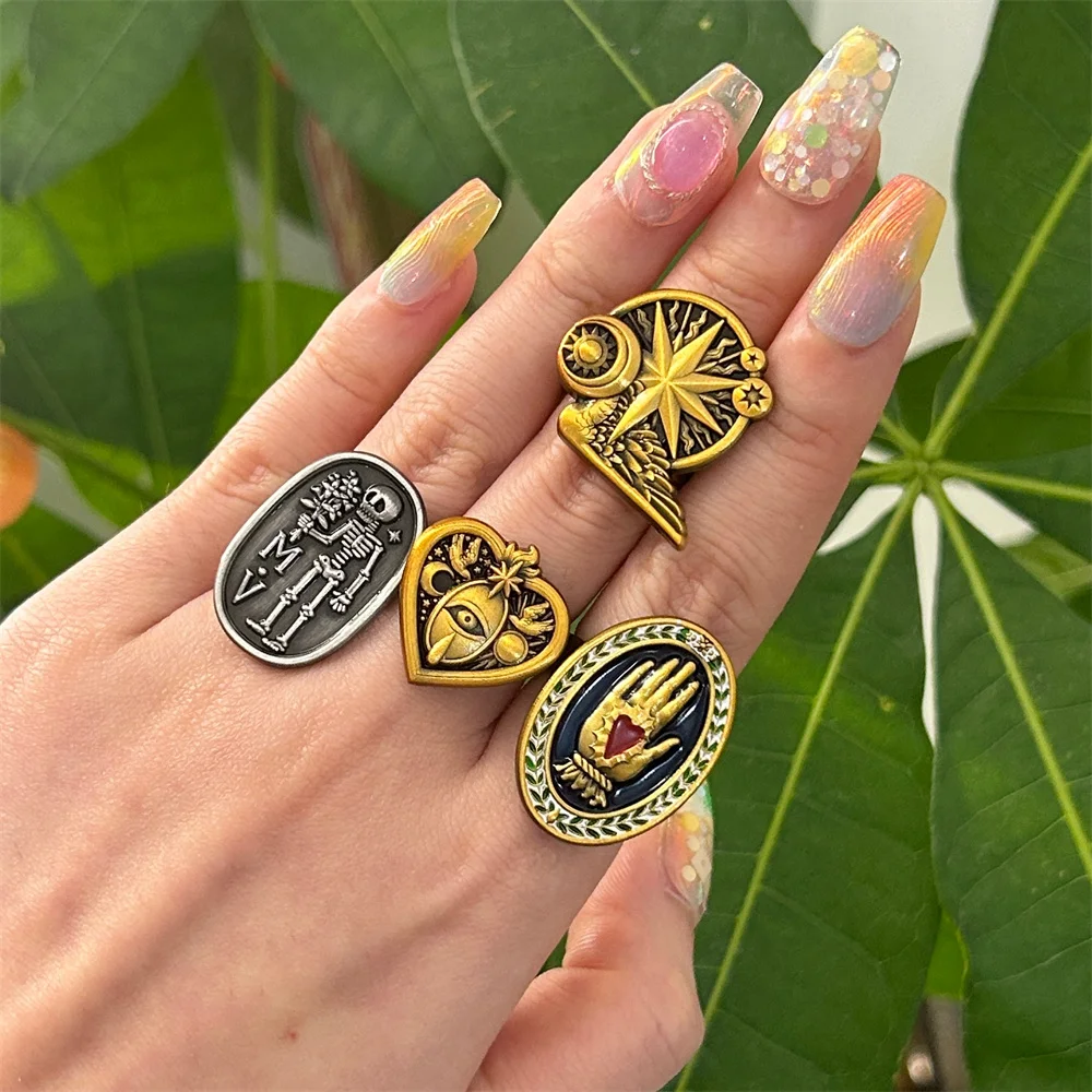 Custom Oval shaped 3D vintage metal ring fine fashion jewelry enamel ring women rings watch for men