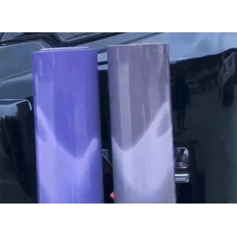 Tpu Ppf Smart Photochromic Light Control Headlight Protection Film White To Purple Or Black For Any Car Lamp Decorate