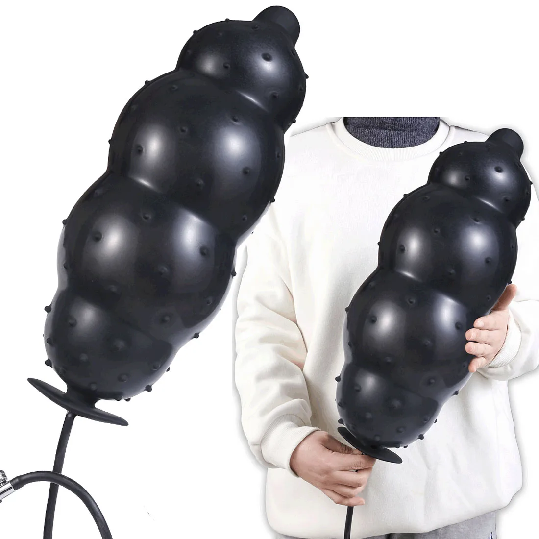 Inflatable 5-bead Separated Anal Plug Prostate Masturbator Anal Dilator Adult Sex Toy