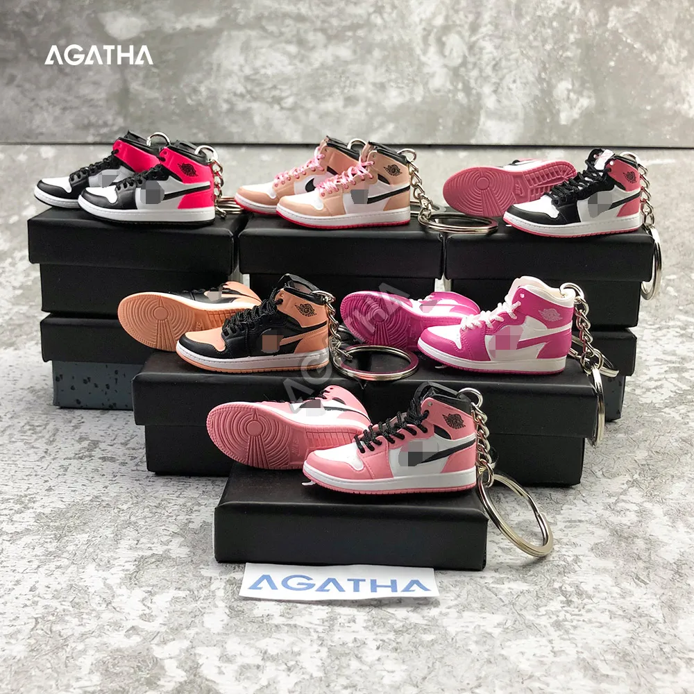 
fashion high quality promo Gift with box basketball keyring designer printed AJ 1 mini shoe 3d jordan sneaker keychain 
