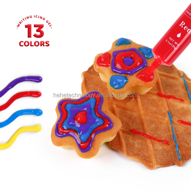 3D Homemade 20g Splash Jelly Sparkle Icing Gel Wholesale 13 Colors Edible Piping Icing Gel Cakes Writing Icing Gel for Baking