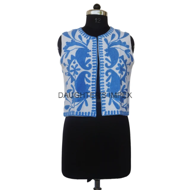 Bohemian Vintage Suzani Vest Jacket For Women Cotton Indian Embroidery jackets Ethnic Inspired Party Wear Open Front Suzani Vest