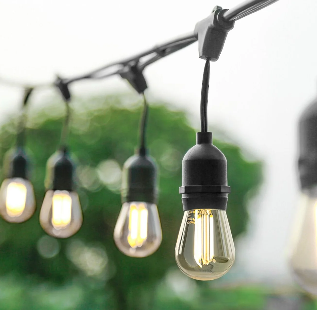 15m 15 Bulbs S14 Garden String Lights with Warm White Bulbs IP65 Christmas Decorative String Lights