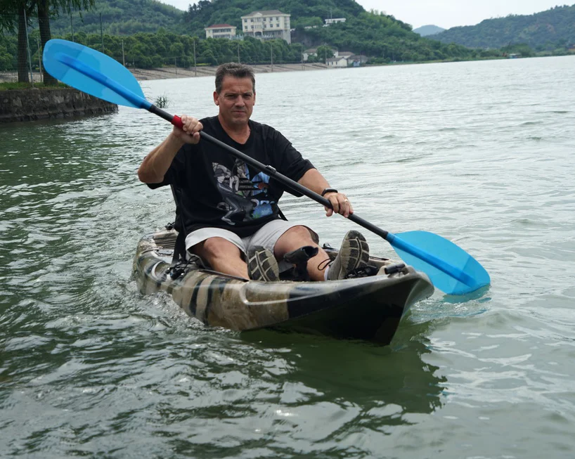 Polyethylene Peddle Sea Kayak Canoe Trade Sit Pedal Aluminum Frame Seat Equipped One Person Fishing Kayak