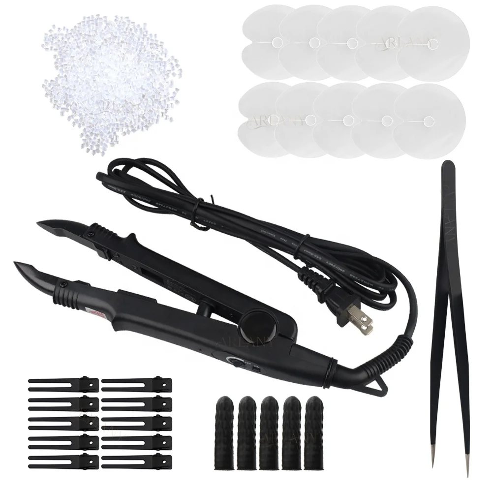 ARLANY Custom Logo Keratin Bonded Hair Extension Tool Kit Melting Tool Hair Sectioning Clip Round Spacer Template