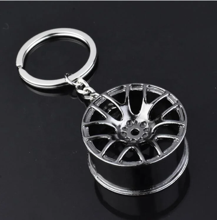 Custom Metal Wheels Hub Rim Keychain Racing Car Keyring Key Chain