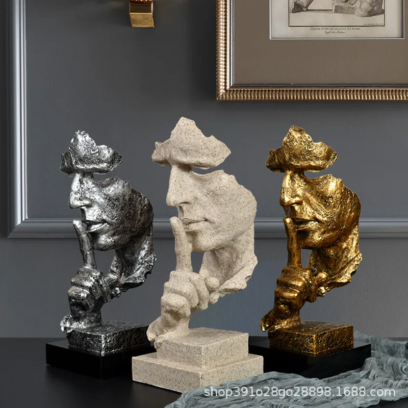 Silence is gold living room wine cabinet decoration creative home office decoration American arts and crafts knickknacks