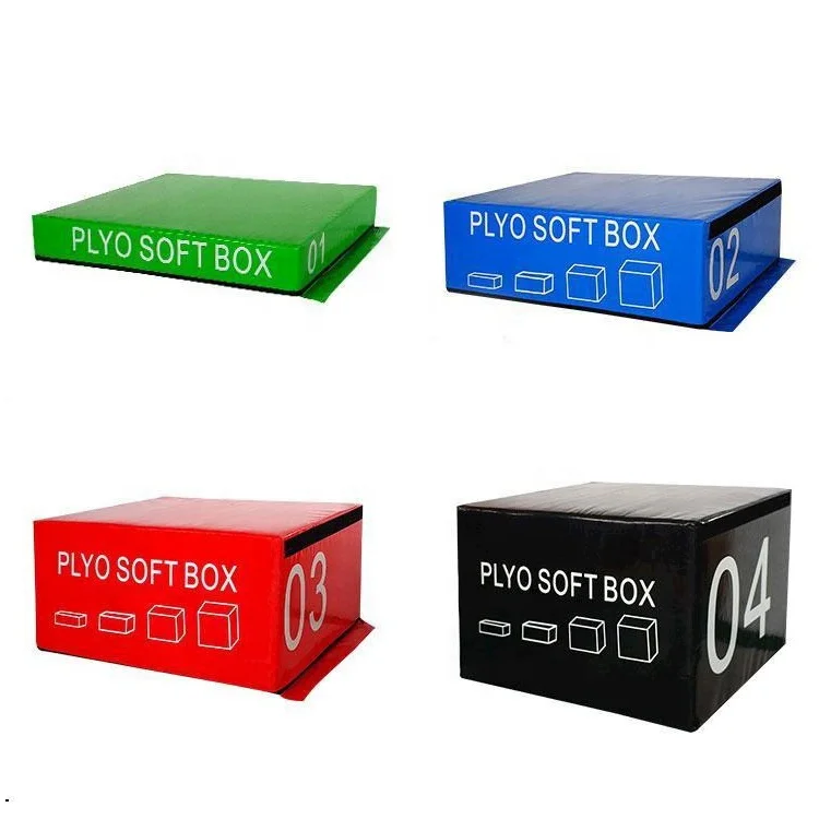 Fitness Plyometric 4 in1 Jump Box Anti Slip PVC Heavy EPE Foam Stackable Soft Plyo Box Set