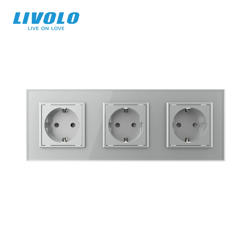 Livolo EU Standard New Smart tripe plug 16a socket 3 gang Power sockets