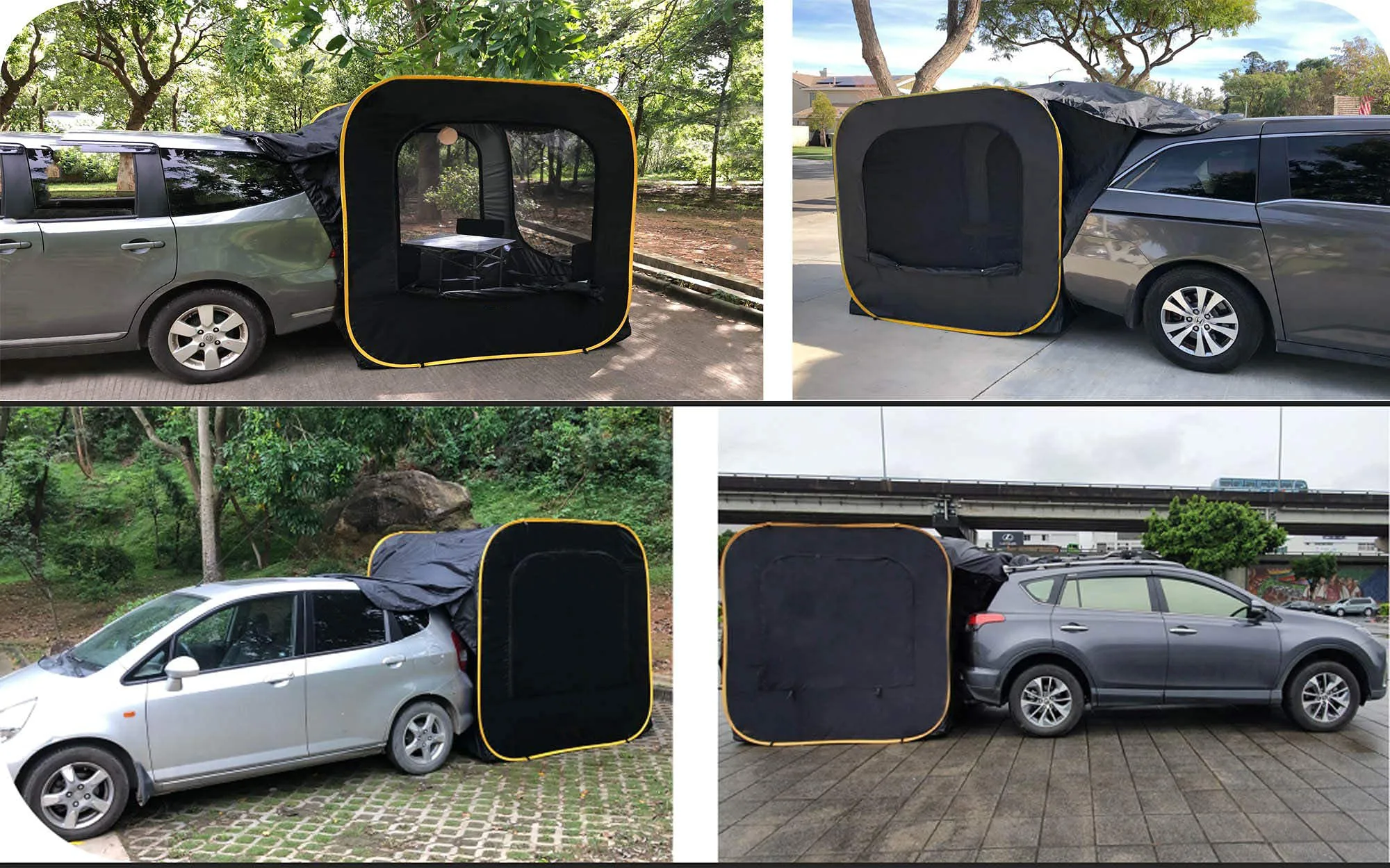 Black Water Proof Anti-uv Cube Pop-up Cabin Car Rear Tent Car Tail Tent Pop Up Suv Car Tailgate Tent