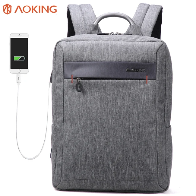 Aoking wholesale price Fashion black waterproof backpack polyester notebook backbag usb laptop bags business portable backpack