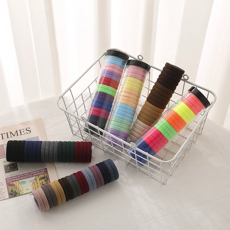 Jiris Hair Rope Ties Accessories Hair Ties Ponytail Holders Knitted Elastic Rainbow Color Cute Rubber Band For Hair For Girls