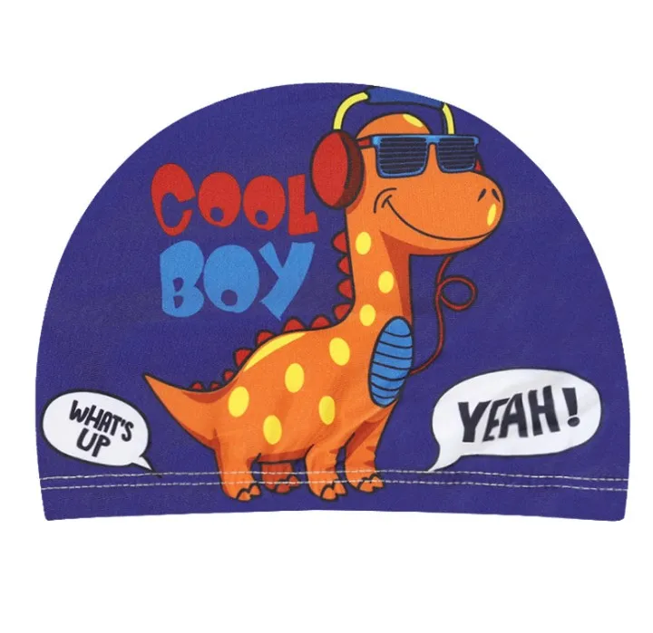 Детская шапка для плавания, милая мультяшная универсальная детская Удобная шапка для мальчиков и девочек из ткани для плавания с принтом m61003