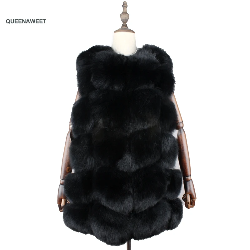 
New arrival hot sale long model natural real fox fur vests for women girls high quality 