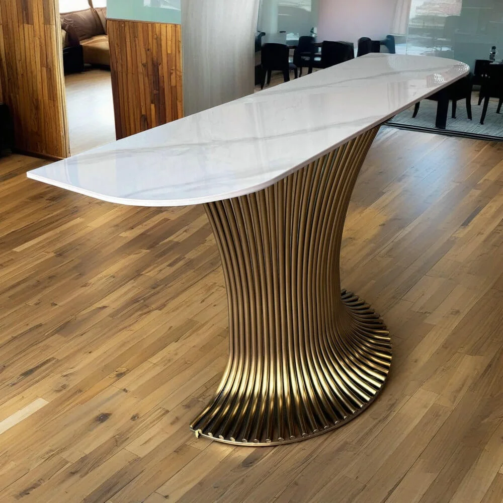 living room furniture stainless steel steel luxury modern diamond mirrored hallway marble top console table