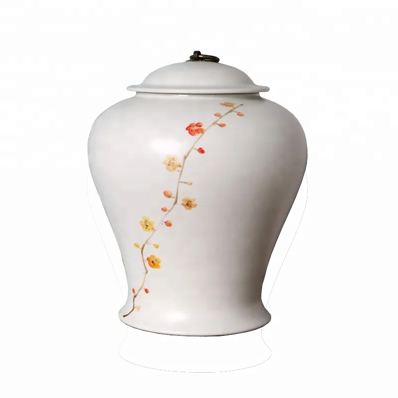 Home Decor jars Chinese classic Porcelain ginger jar white Ceramic General tank  with flower paint  holiday gift vase wholesale