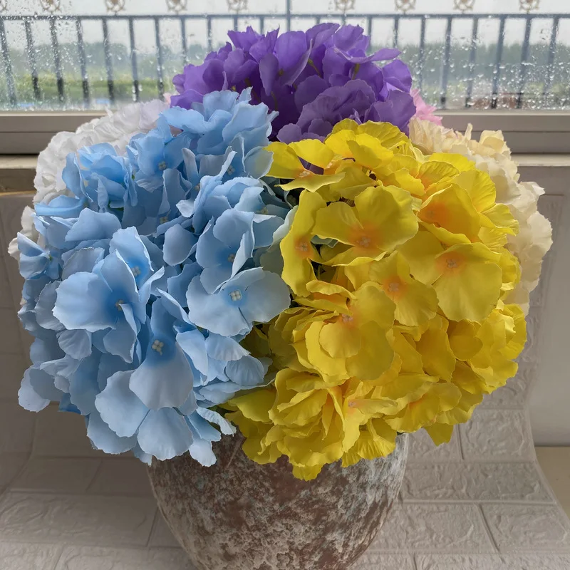 mallorca leafless five head wool cloth hydrangea wedding decoration artificial flowers French 5 head hydrangea