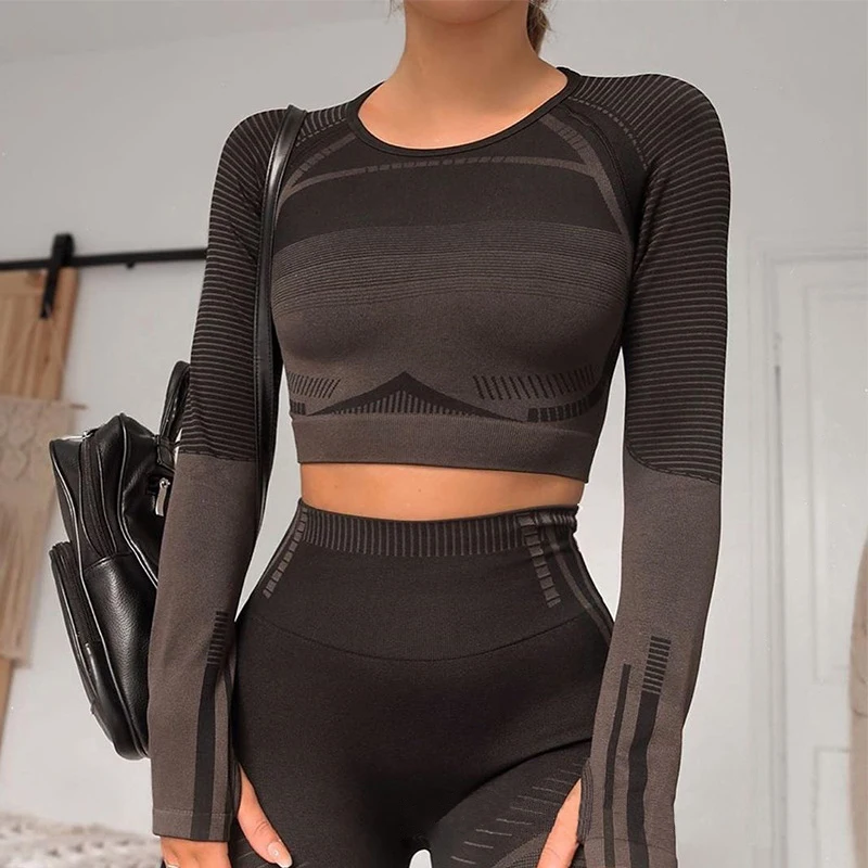 Pure color of tall waist gym yoga sets Elastic sexy women yoga set Outdoor sports Two Piece Yoga Set