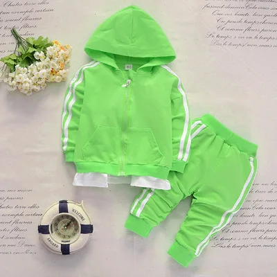 
zipper baby clothes sets autumn winter hooded jacket kids boy suit 