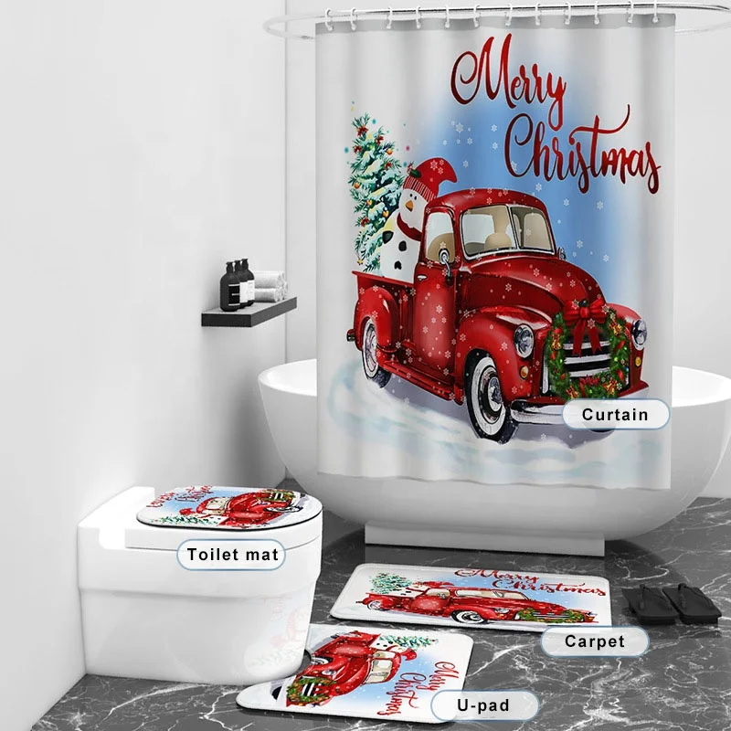 Bindi Wholesale Anti-skid Rugs 3d Design Bathroom Sets Waterproof Fabric 4 Pieces Polyester Shower Curtain Sets