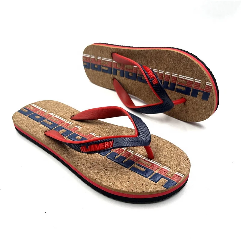 Custom Sawdust Wood Grain Flip-flops for Men and Women Rubber EVA Beach Slippers