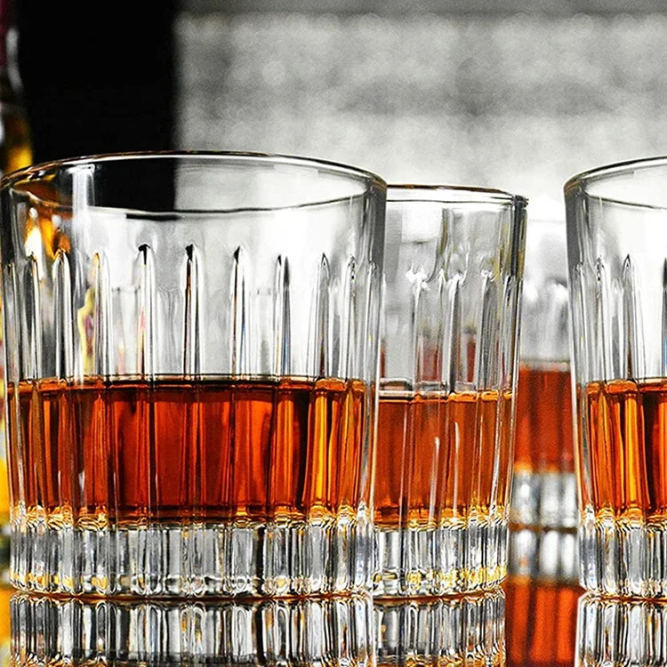 Manufacturer of vertical stripes 300ml whisky glass cups whisky tasting glass free samples premium quality