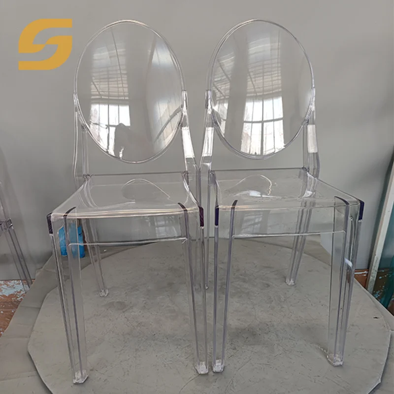 Commercial Furniture Clear Polycarbonate Tiffany Resin French Louis Chiavari Event Rental Acrylic Ghost Chair For Wedding