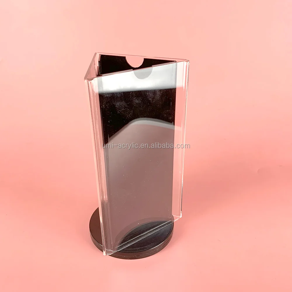triangle shape acrylic table display stand menu holder
