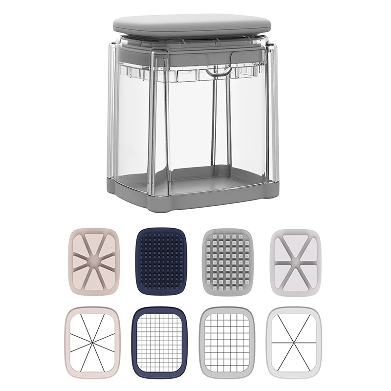 Manual Food Chopper Box French Fry Cutter Fruit Vegetable Plastic Potato Onion Slicer Grade Sharp Stainless Steel Blade