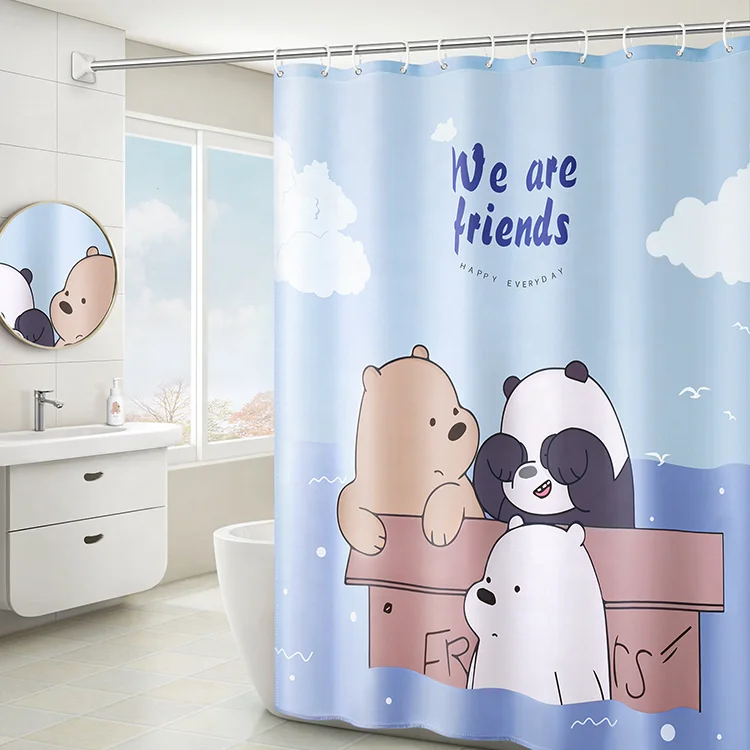 
Cute bear Waterproof digital printed shower curtain 