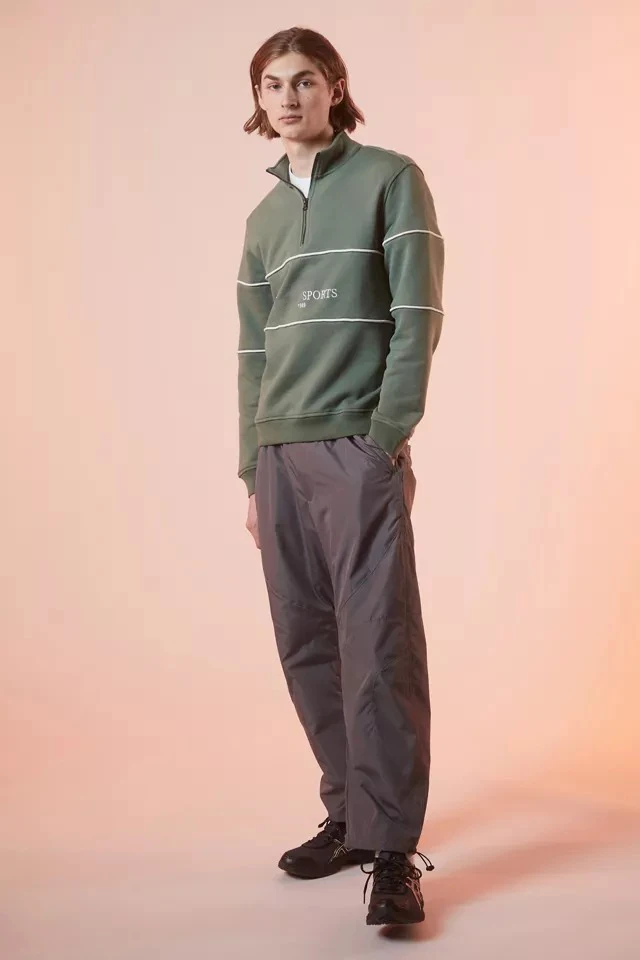 MGOO Winter embroidery logo Quarter Zip Sweatshirt Custom trim high neck jumper